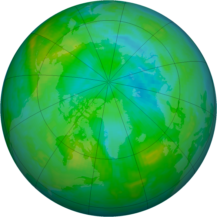 Arctic ozone map for 13 August 1986